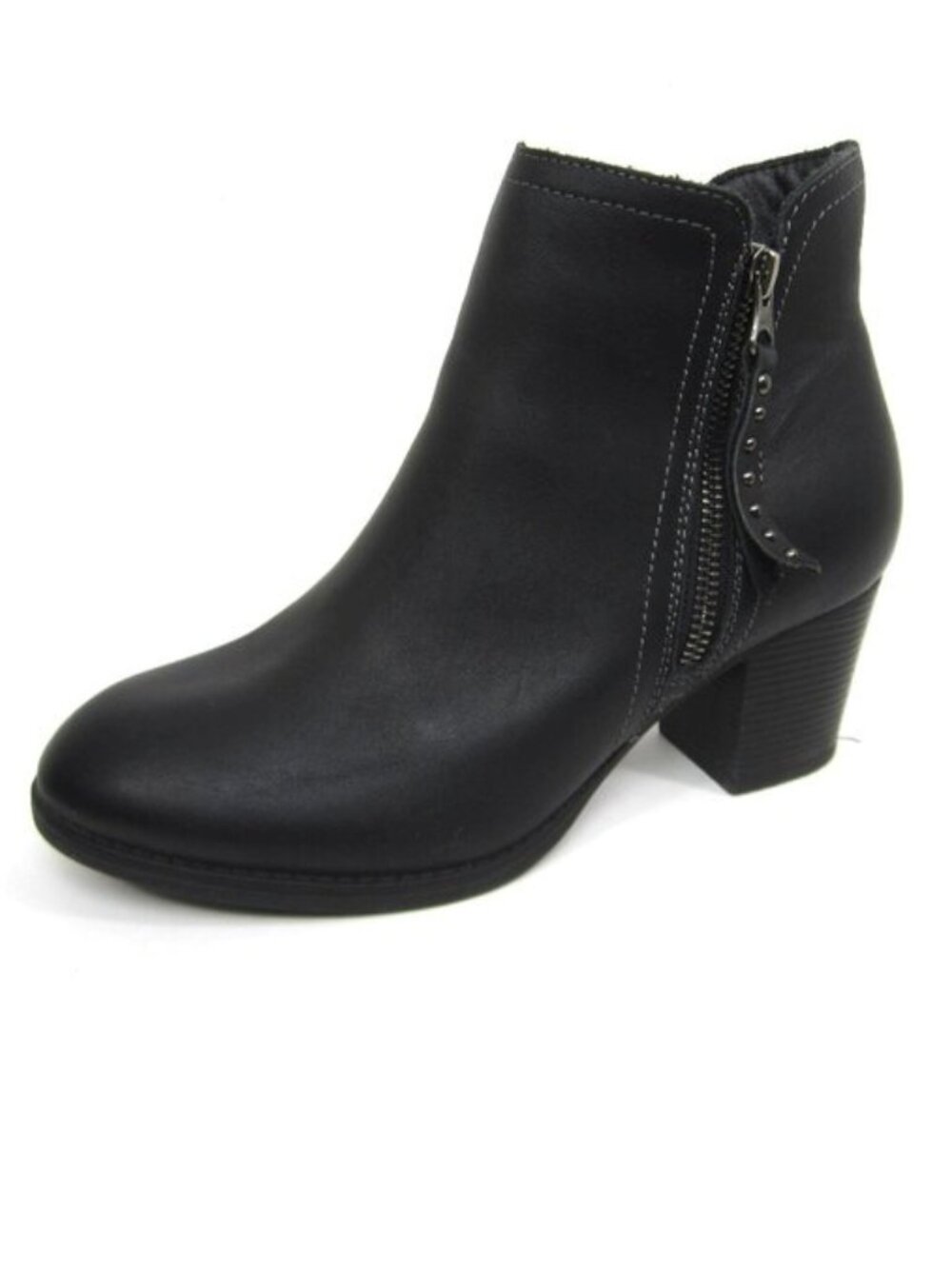 Skechers EUC Size 7 Black Leather Taxi Don't Trip Heeled Boots Booties Side Zip
